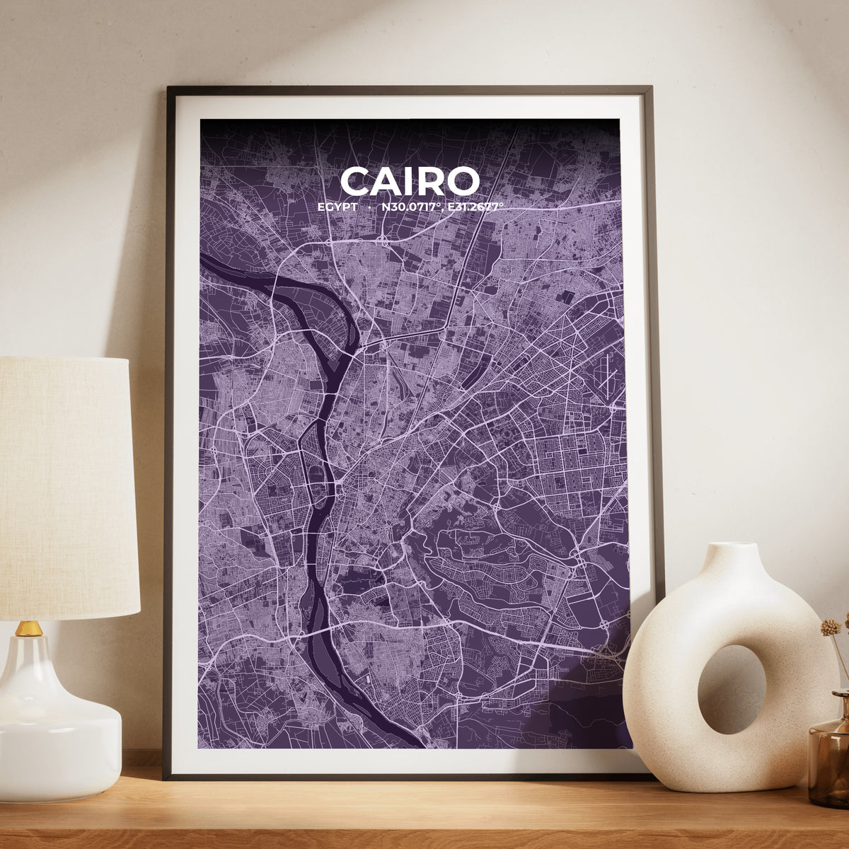 Cairo Dusk Map Poster