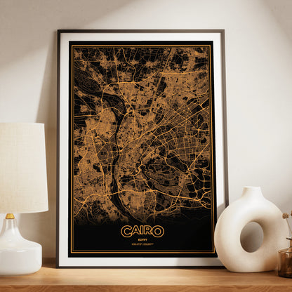 Cairo Phosphor Map Poster - Amber CRT