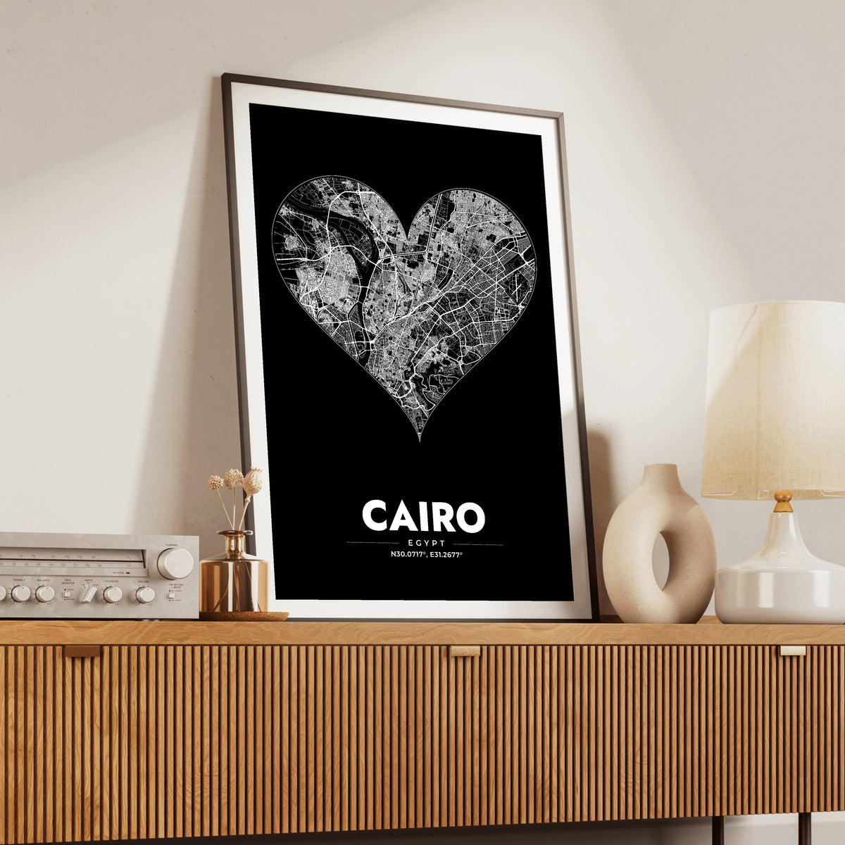 Cairo Heart Map Poster