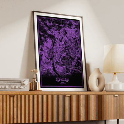 Cairo Phosphor Map Poster - EGA Violet