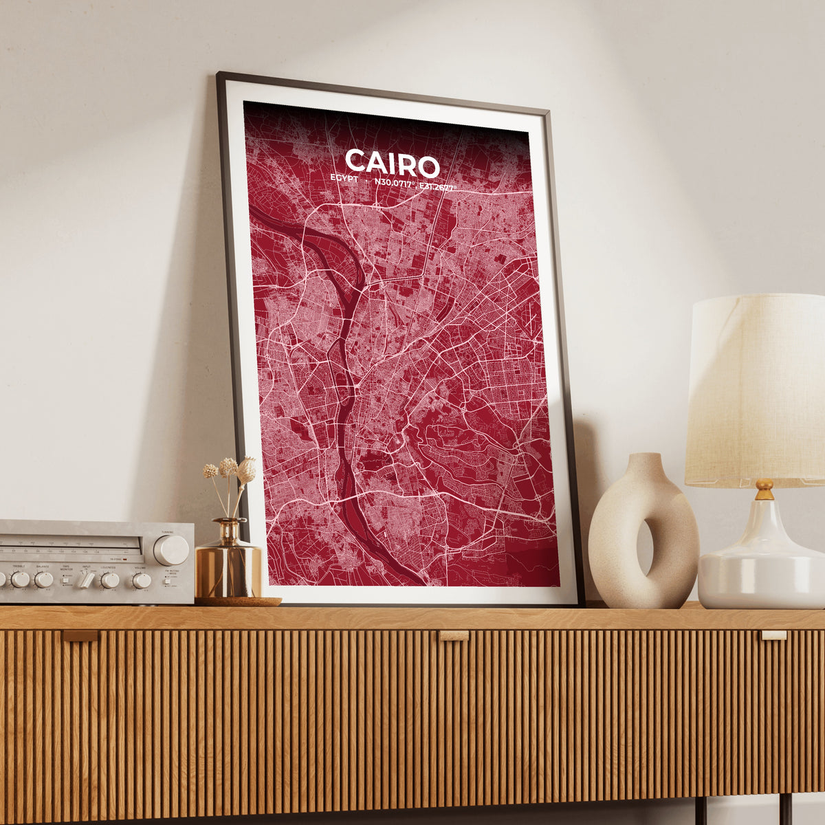 Cairo Garnet Map Poster