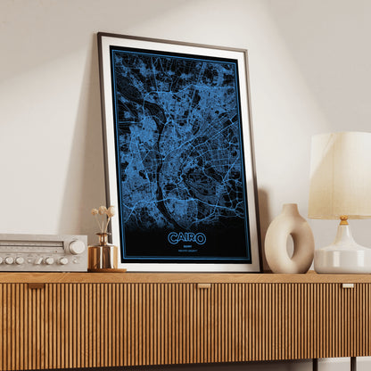 Cairo Phosphor Map Poster - IBM Blue