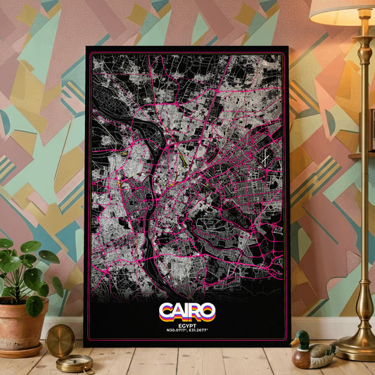 Cairo Retro Map Poster