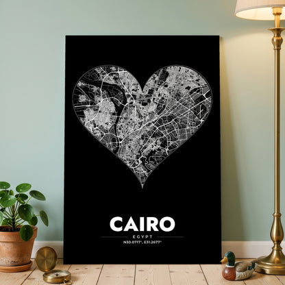 Cairo Heart Map Poster