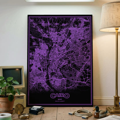 Cairo Phosphor Map Poster - EGA Violet