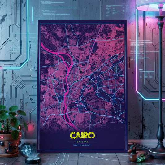 Cairo Cyberpunk Map Poster