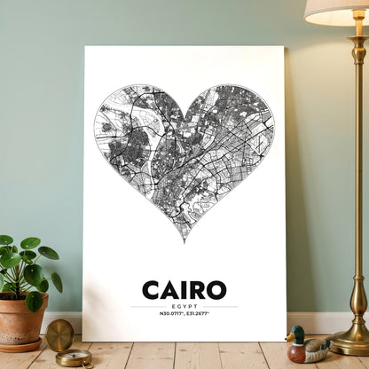 Cairo Heart Map Poster