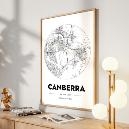 Canberra Spot Map Poster