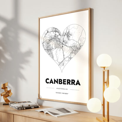 Canberra Heart Map Poster