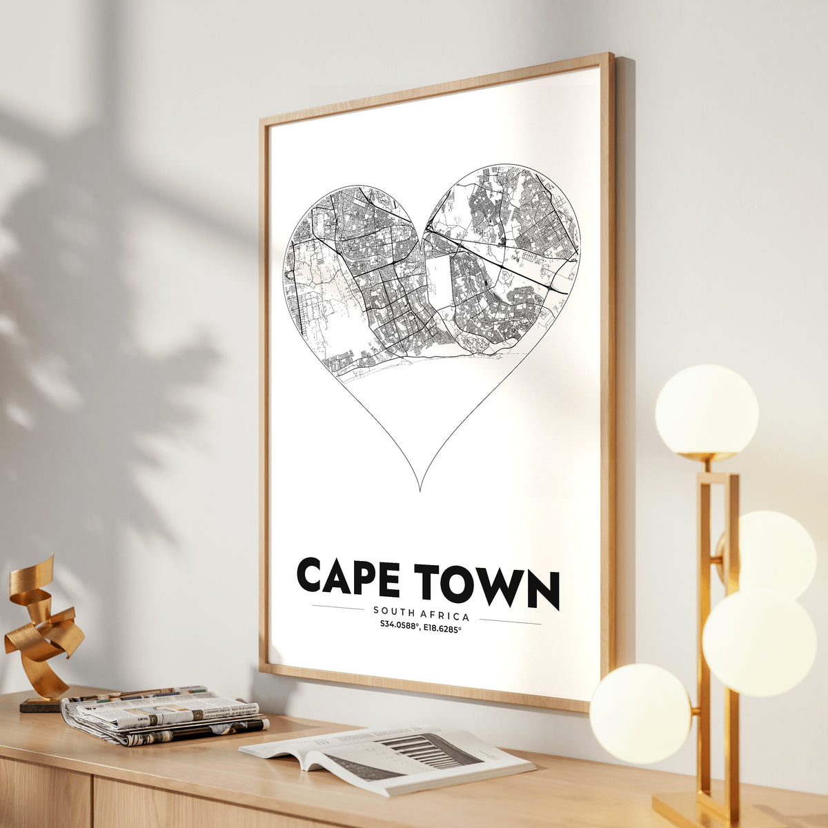 Cape Town Heart Map Poster