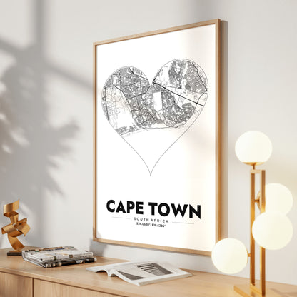 Cape Town Heart Map Poster