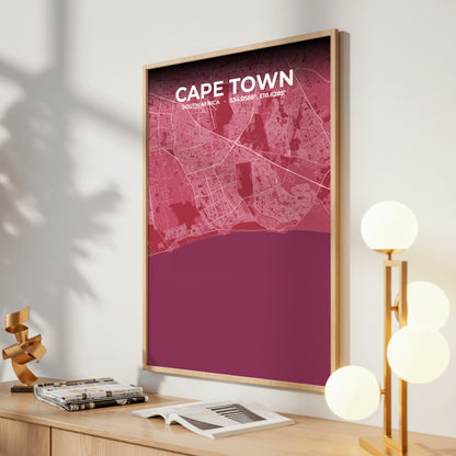 Cape Town Scarlet Map Poster