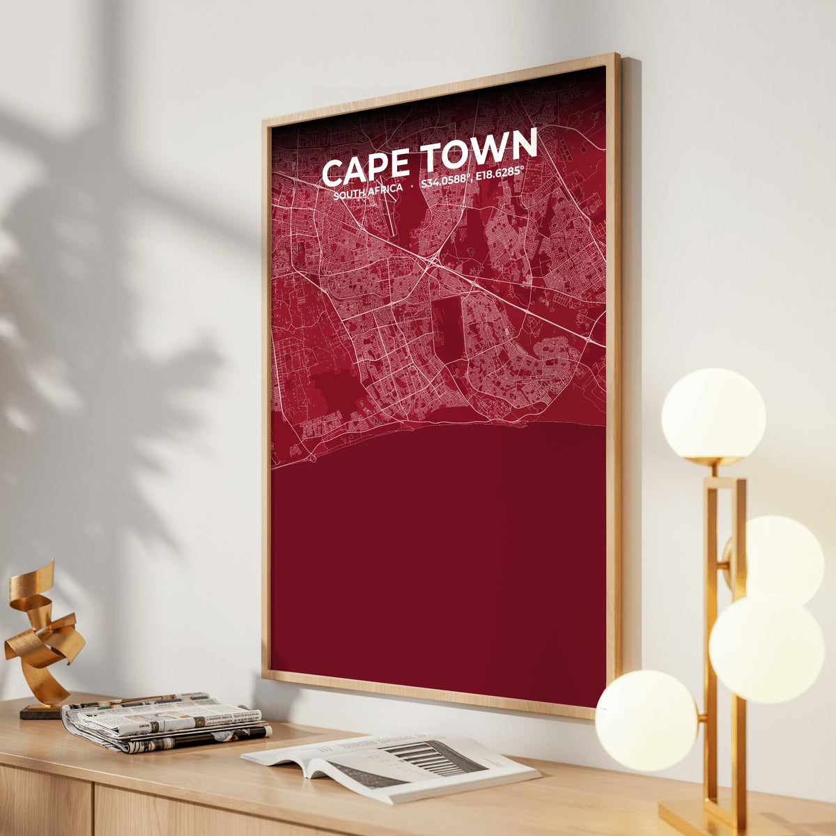Cape Town Garnet Map Poster
