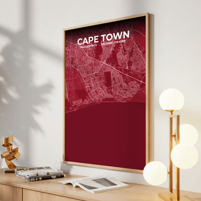 Cape Town Garnet Map Poster