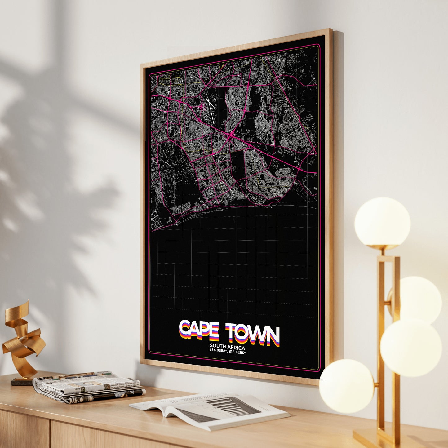 Cape Town Retro Map Poster