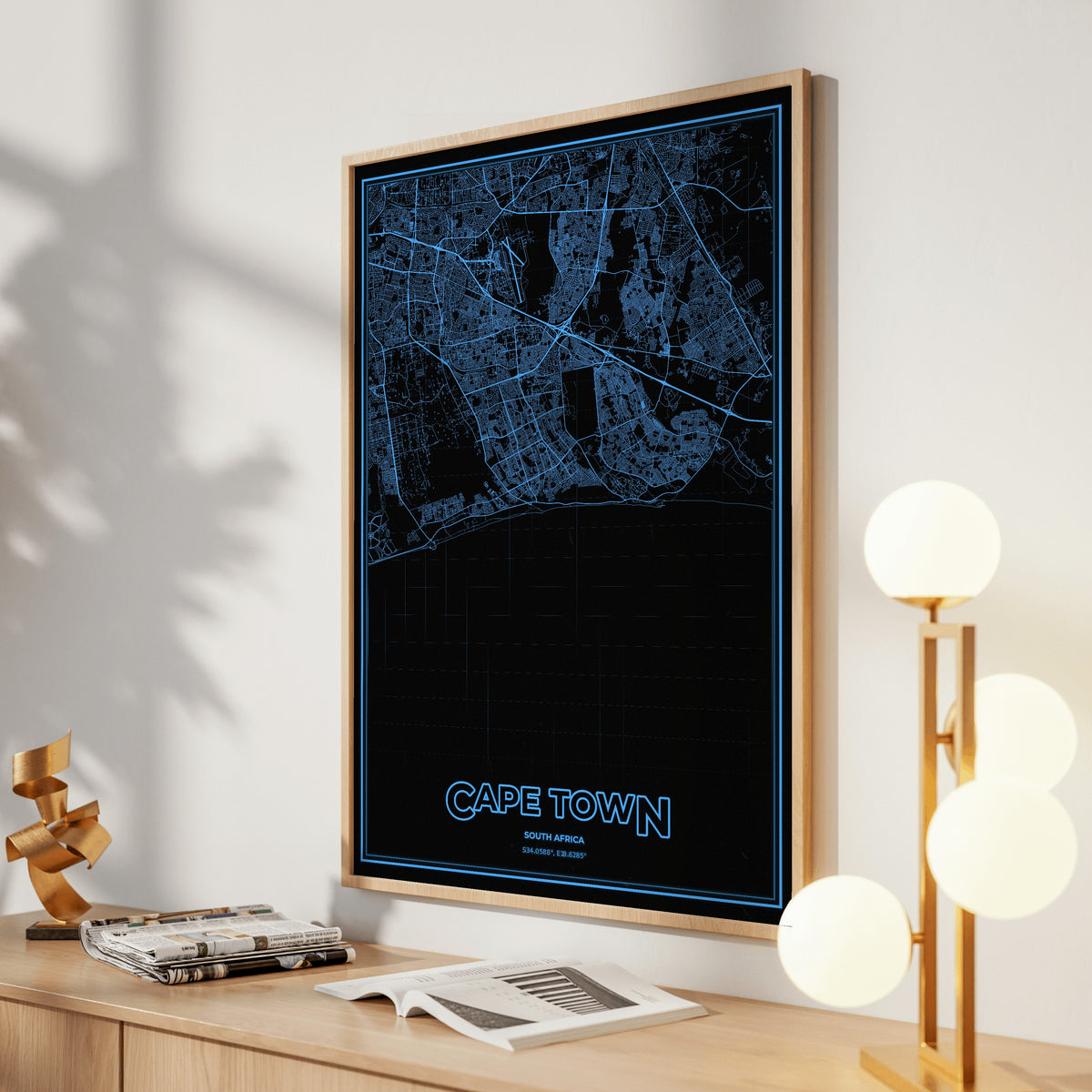Cape Town Phosphor Map Poster - IBM Blue