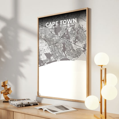 Cape Town Ash Map Poster