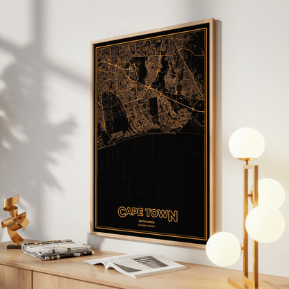 Cape Town Phosphor Map Poster - Amber CRT