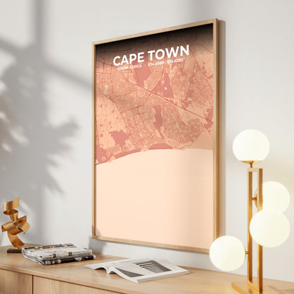 Cape Town Blush Map Poster