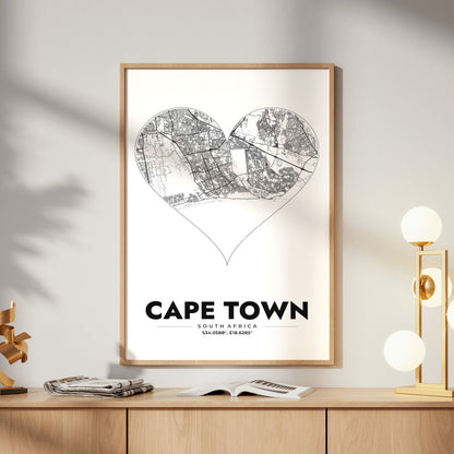 Cape Town Heart Map Poster