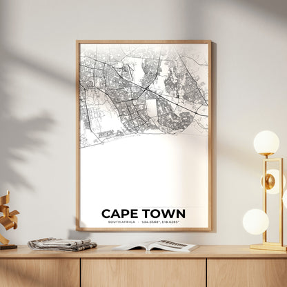 Cape Town Elegant Map Poster