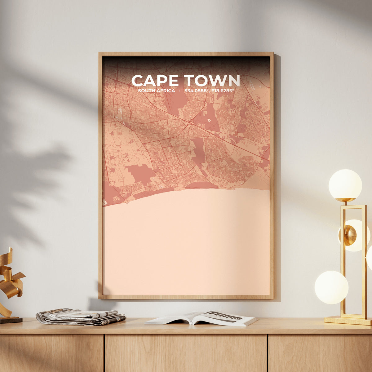 Cape Town Blush Map Poster