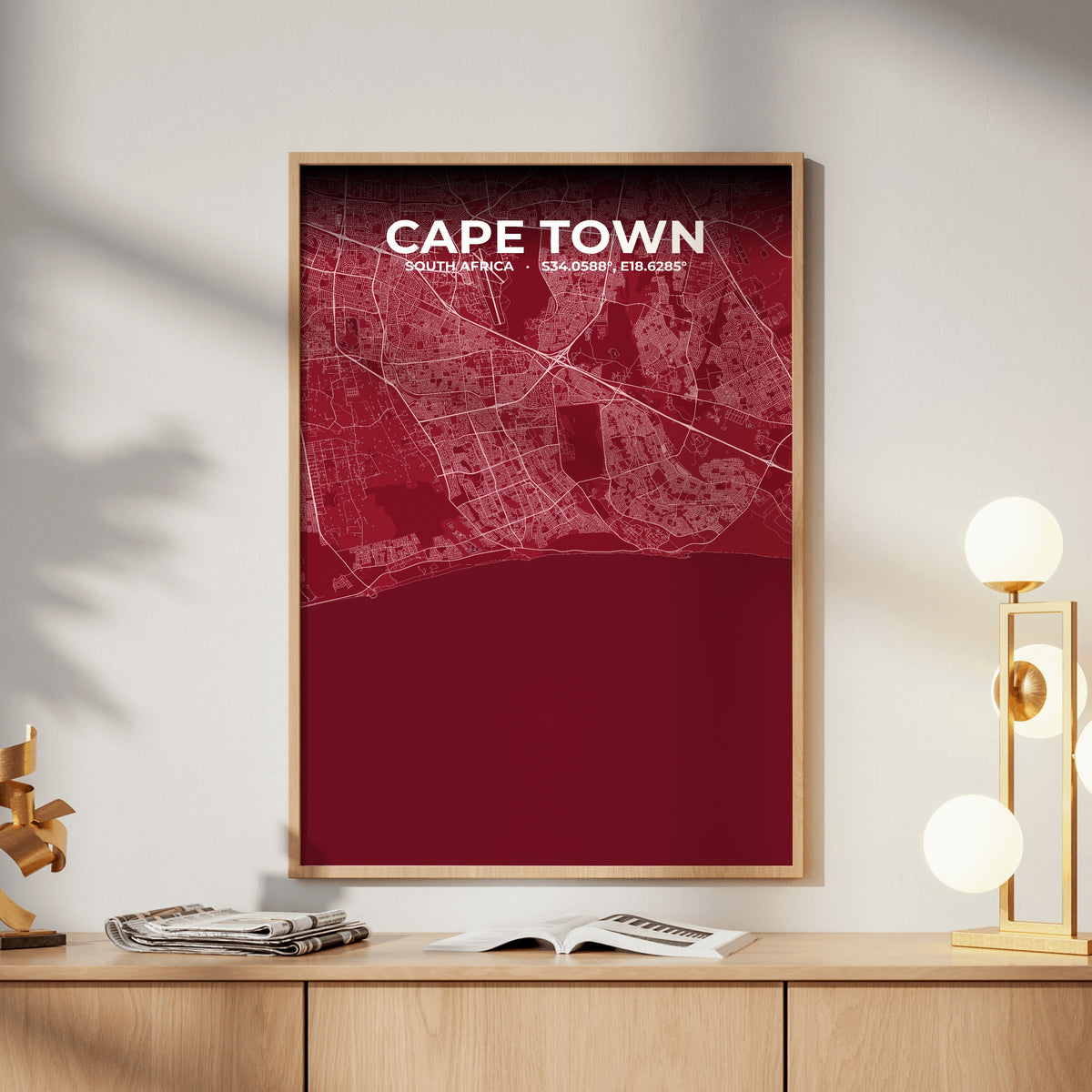 Cape Town Garnet Map Poster