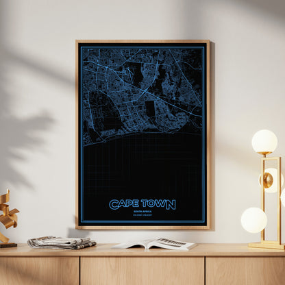 Cape Town Phosphor Map Poster - IBM Blue