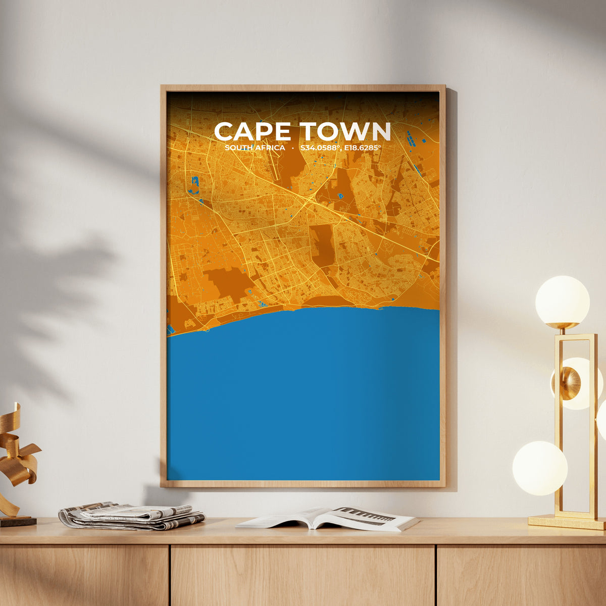Cape Town Scorch Map Poster