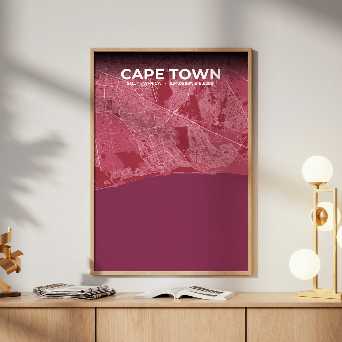 Cape Town Scarlet Map Poster