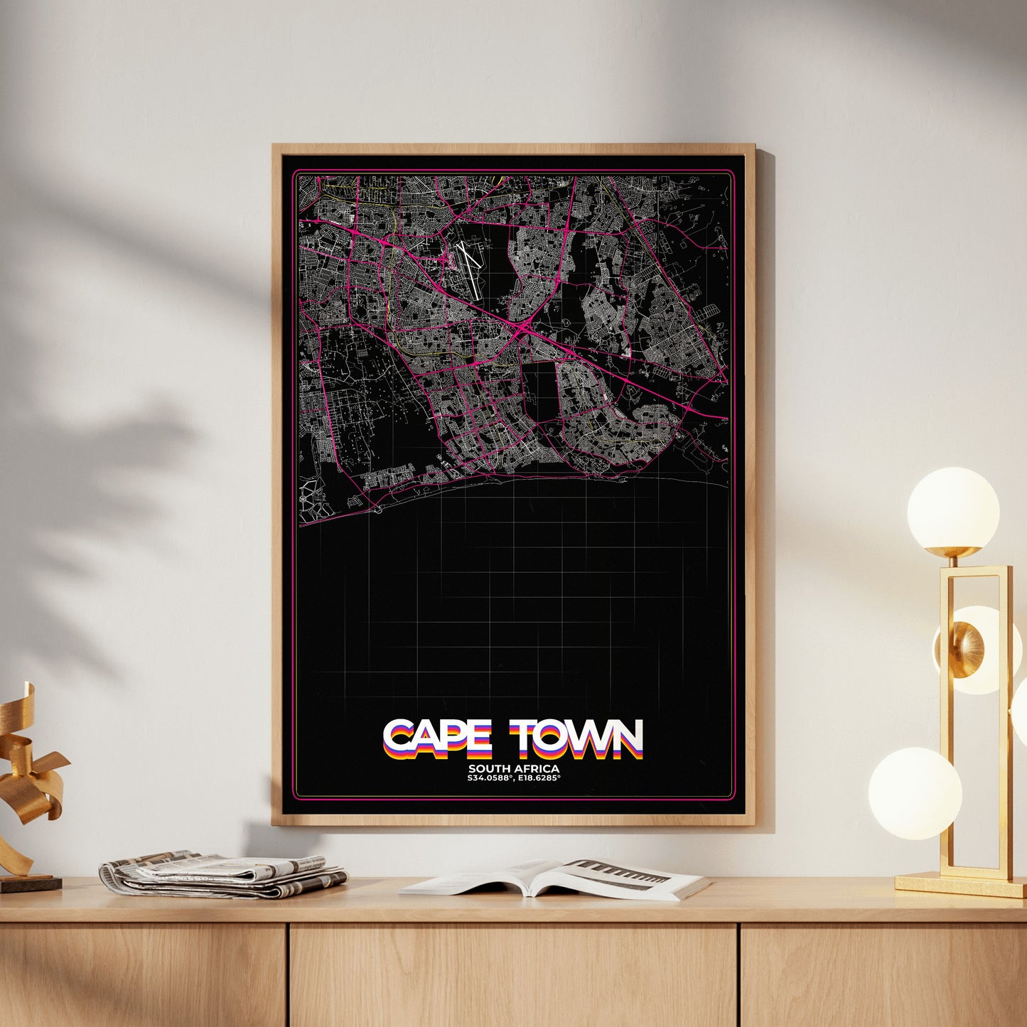 Cape Town Retro Map Poster