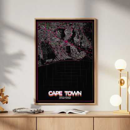 Cape Town Retro Map Poster