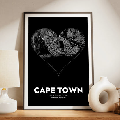 Cape Town Heart Map Poster