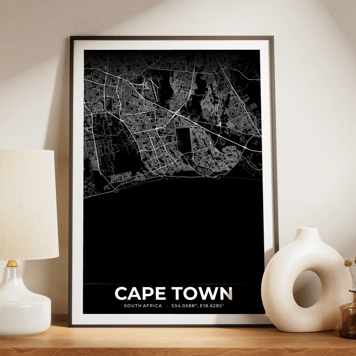Cape Town Elegant Map Poster