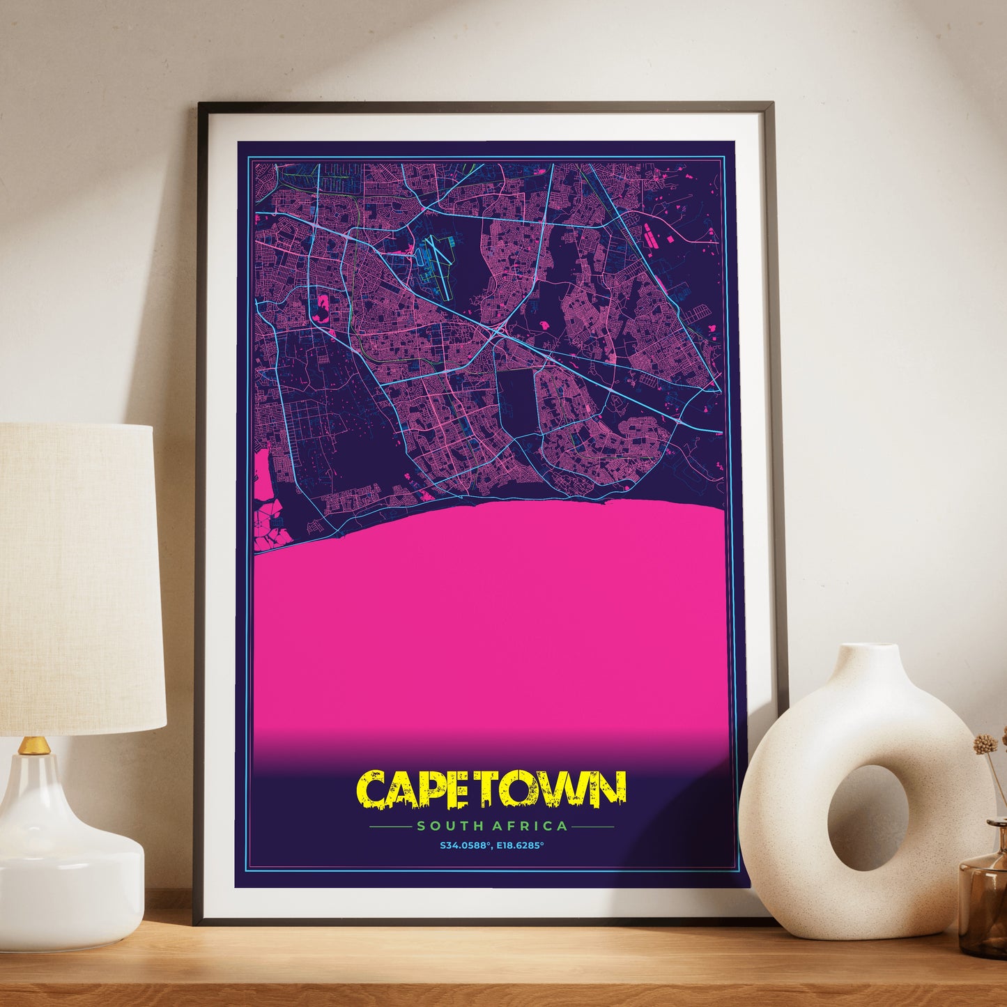 Cape Town Cyberpunk Map Poster
