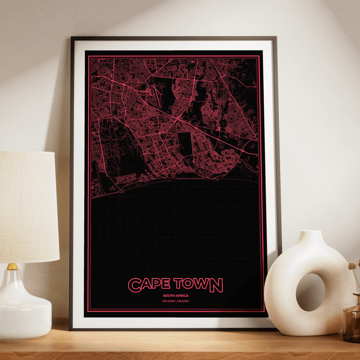 Cape Town Phosphor Map Poster - System Alert