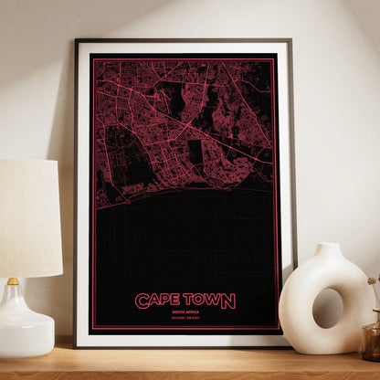 Cape Town Phosphor Map Poster - System Alert