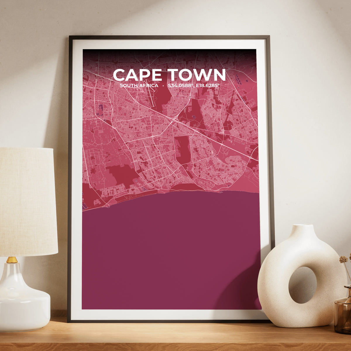 Cape Town Scarlet Map Poster