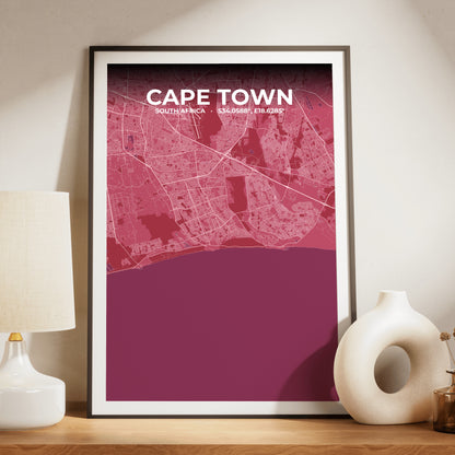 Cape Town Scarlet Map Poster