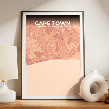 Cape Town Blush Map Poster