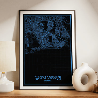 Cape Town Phosphor Map Poster - IBM Blue