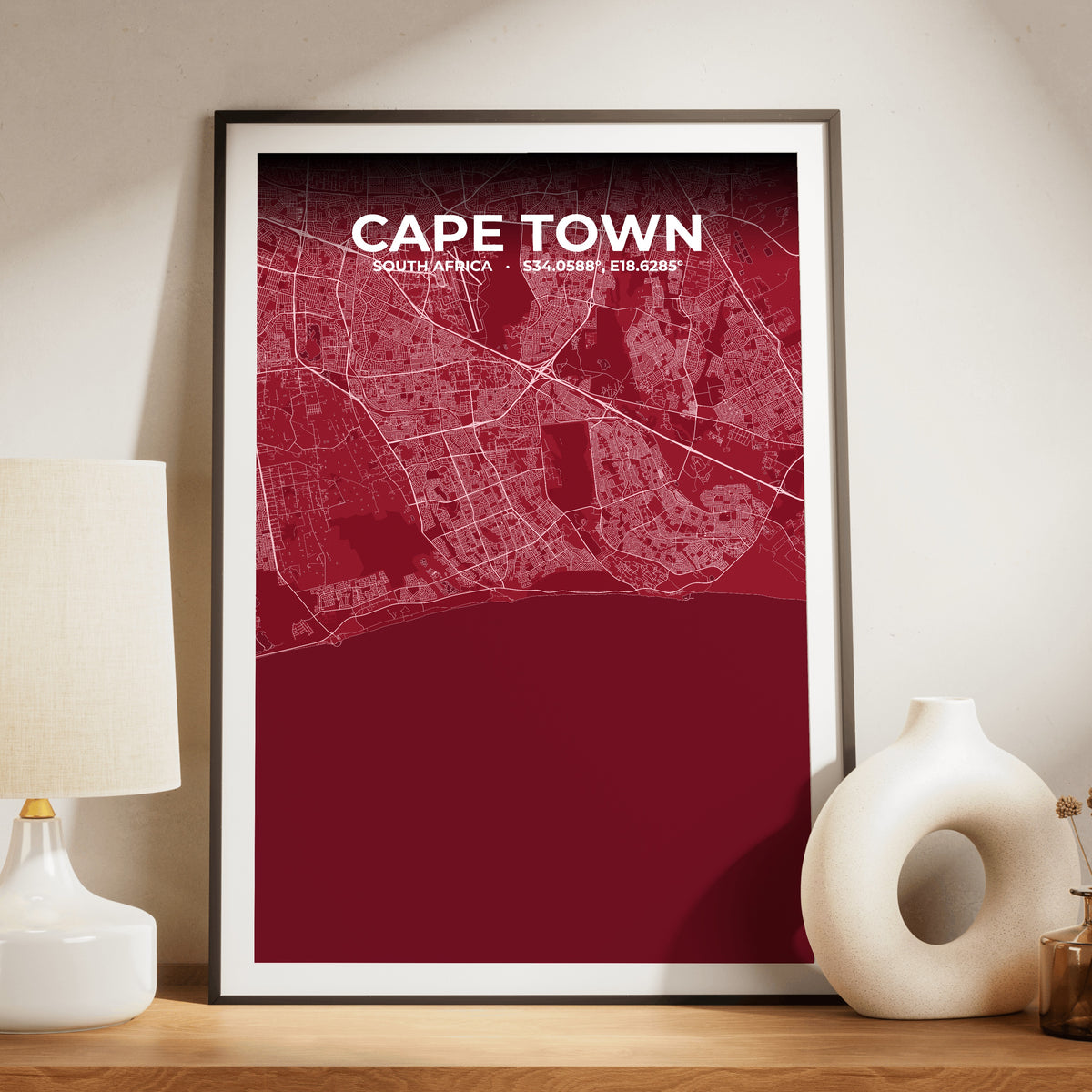 Cape Town Garnet Map Poster