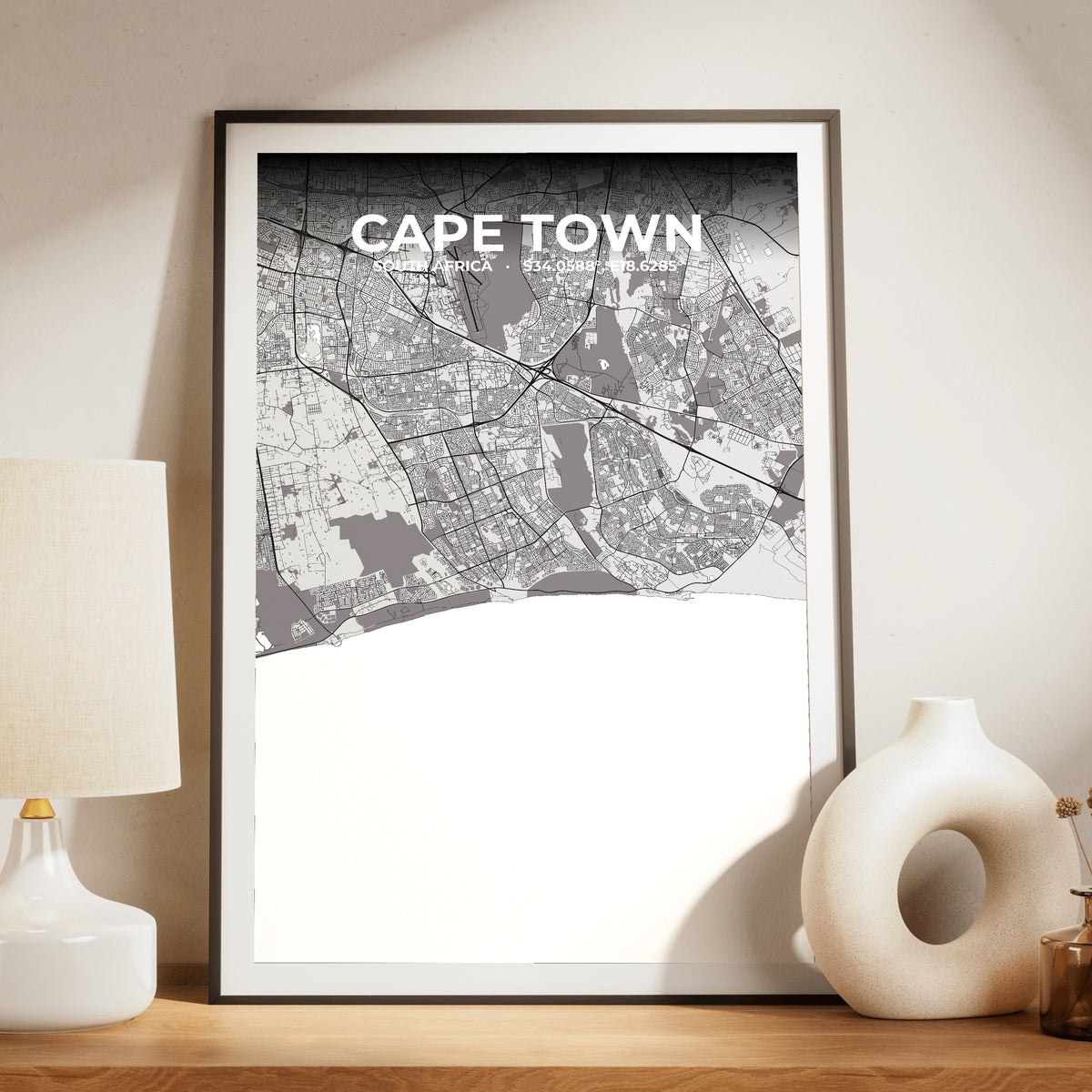 Cape Town Ash Map Poster