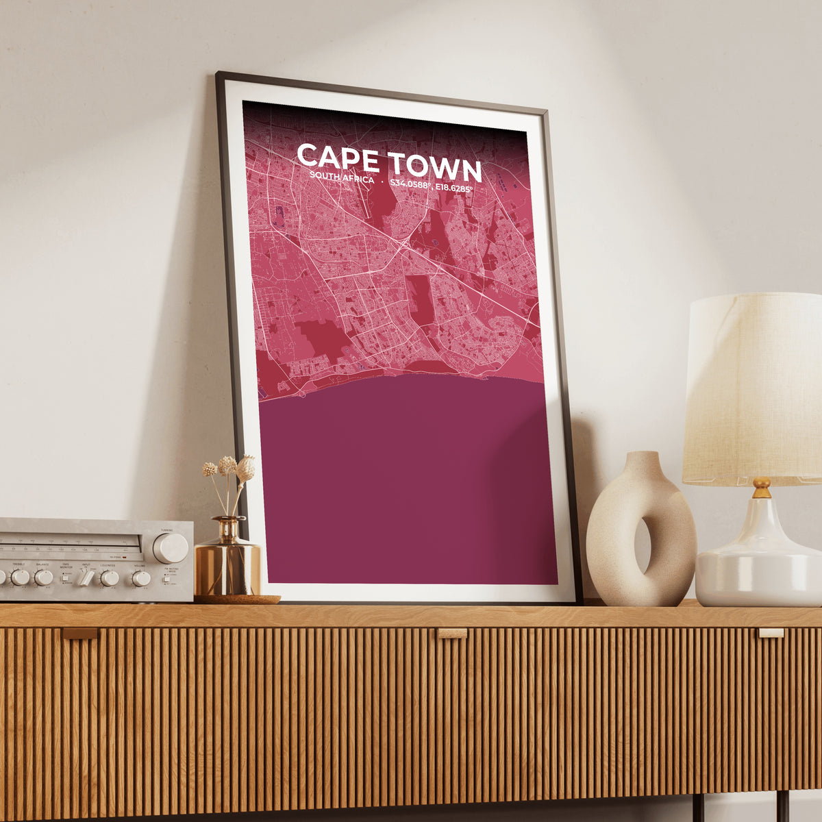 Cape Town Scarlet Map Poster