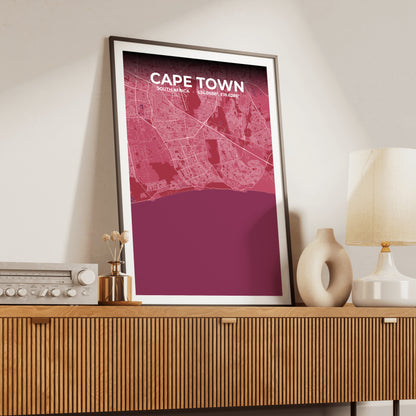 Cape Town Scarlet Map Poster