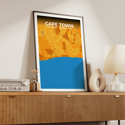 Cape Town Scorch Map Poster