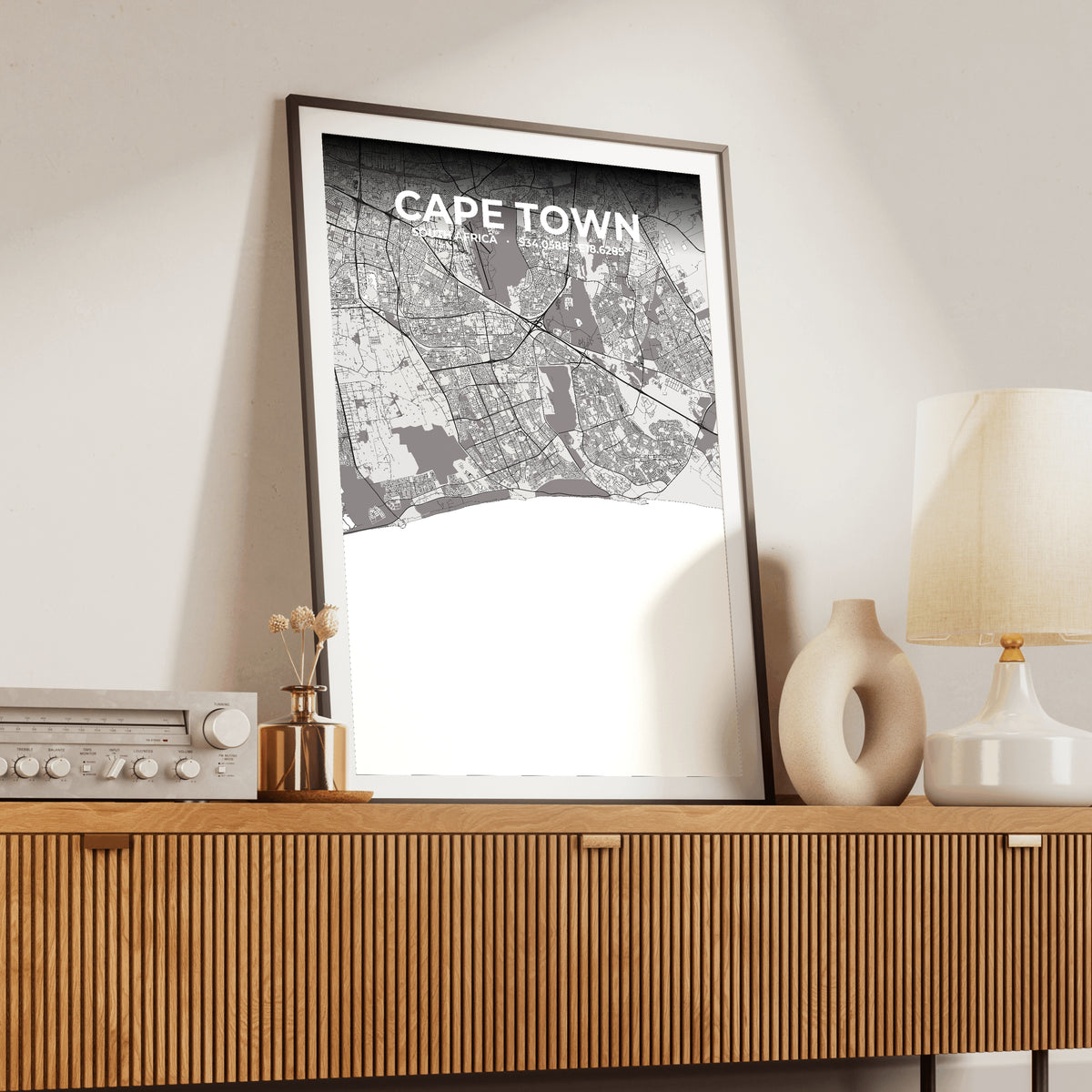 Cape Town Ash Map Poster