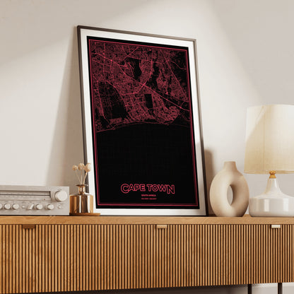 Cape Town Phosphor Map Poster - System Alert