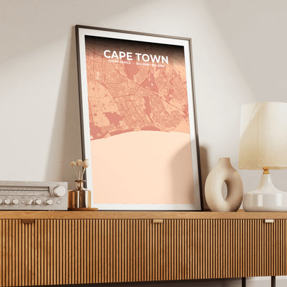 Cape Town Blush Map Poster