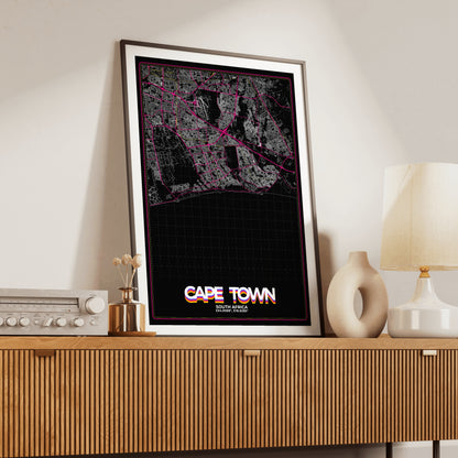 Cape Town Retro Map Poster